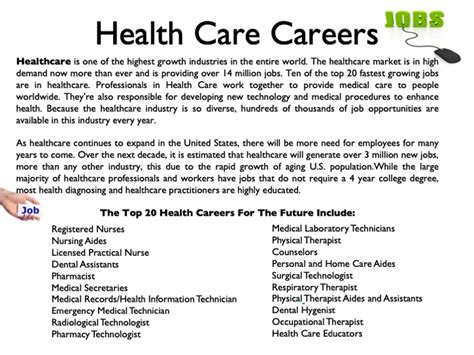 best 20 health careers.